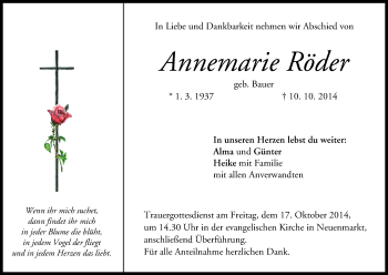 Anzeige von Annemarie Röder von MGO