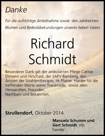 Anzeige von Richard Schmidt von MGO
