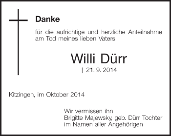 Anzeige von Willi Dürr von MGO