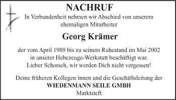 Anzeige von Georg Krämer von MGO