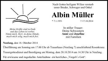 Anzeige von Albin Müller von MGO