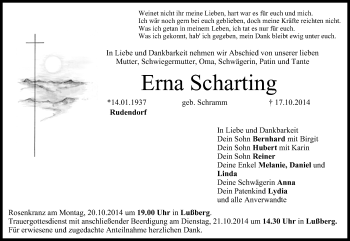 Anzeige von Erna Scharting von MGO