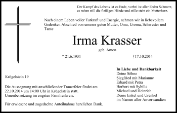 Anzeige von Irma Krasser von MGO