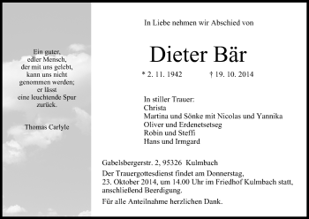 Anzeige von Dieter Bär von MGO