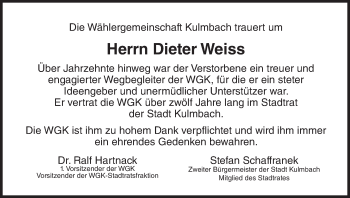 Anzeige von Dieter Weiss von MGO
