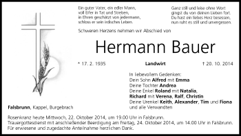 Anzeige von Hermann Bauer von MGO