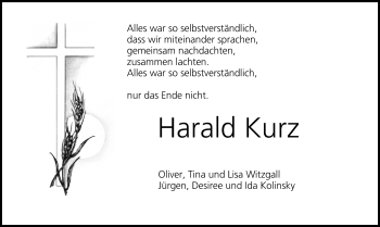 Anzeige von Harald Kurz von MGO