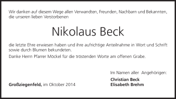 Anzeige von Nikolaus Beck von MGO