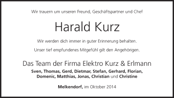 Anzeige von Harald Kurz von MGO