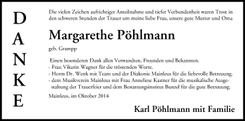 Anzeige von Margarethe Pöhlmann von MGO