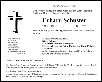 Anzeige von Erhard Schuster von MGO