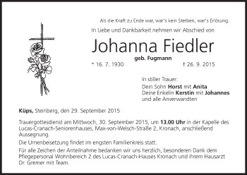 Anzeige von Johanna Fiedler von MGO
