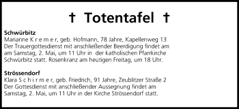 Anzeige von Totentafel 01.05.2015 von MGO