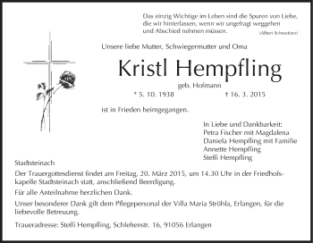 Anzeige von Kristl Hempfling von MGO