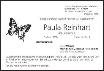 Anzeige von Paula Reinhart von MGO