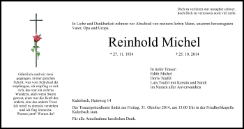 Anzeige von Reinhold Michel von MGO