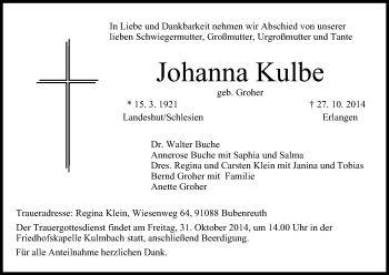 Anzeige von Johanna Kulbe von MGO