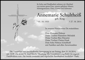 Anzeige von Annemarie Schultheiß von MGO
