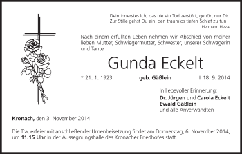 Anzeige von Gunda Eckelt von MGO