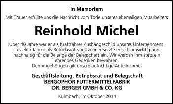 Anzeige von Reinhold Michel von MGO