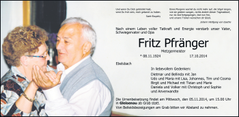 Anzeige von Fritz Pfränger von MGO