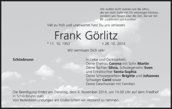 Anzeige von Frank Görlitz von MGO