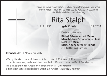 Anzeige von Rita Stalph von MGO