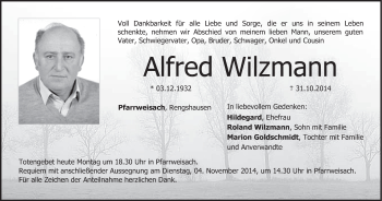 Anzeige von Alfred Wilzmann von MGO