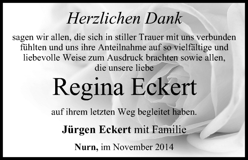  Traueranzeige für Regina Eckert vom 03.11.2014 aus MGO