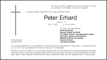 Anzeige von Peter Erhard von MGO