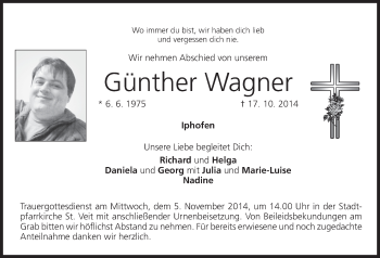 Anzeige von Günther Wagner von MGO