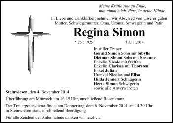 Anzeige von Regina Simon von MGO