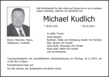 Anzeige von Michael Kudlich von MGO