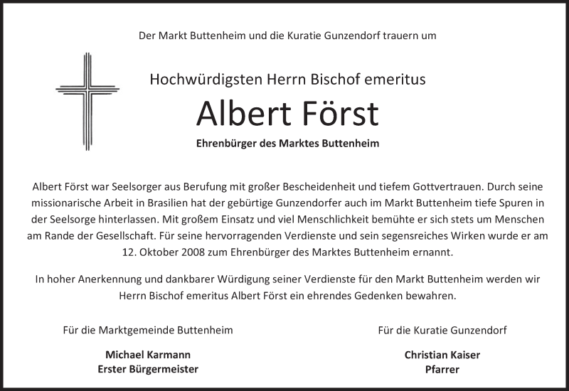  Traueranzeige für Albert Först vom 05.11.2014 aus MGO