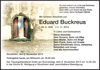 Anzeige von Eduard Buckreus von MGO