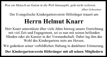 Anzeige von Helmut Knarr von MGO