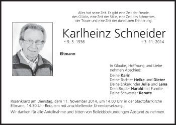 Anzeige von Karlheinz Schneider von MGO