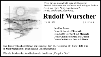 Anzeige von Rudolf Wurscher von MGO