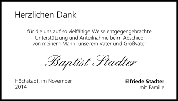 Anzeige von Baptist Stadter von MGO