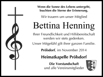 Anzeige von Bettina Henning von MGO