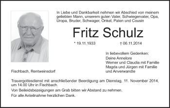 Anzeige von Fritz Schulz von MGO