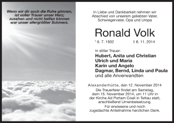Anzeige von Ronald Volk von MGO