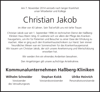 Anzeige von Christian Jakob von MGO
