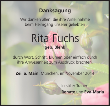 Anzeige von Rita Fuchs von MGO
