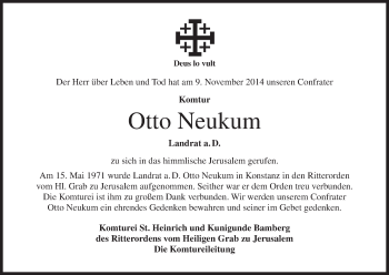 Anzeige von Otto Neukum von MGO
