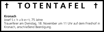 Anzeige von Totentafel vom 15.11.2014 von MGO