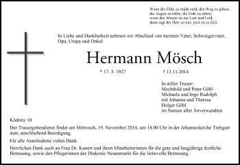 Anzeige von Hermann Mösch von MGO