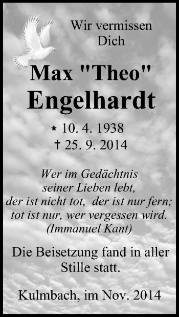 Anzeige von Max Engelhardt von MGO