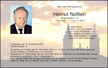 Anzeige von Helmut Nüßlein von MGO