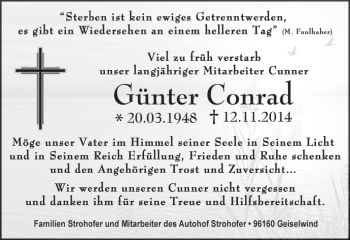 Anzeige von Günter Conrad von MGO